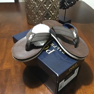 Ralph Lauren Faux-Leather Flip-Flop Sandal